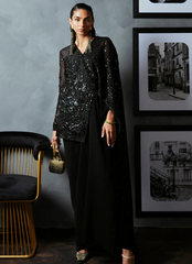 18 Black Sequin Cape Gown Ensemble