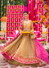 16 Yellow, Kiwi & Magenta Kalidaar with Heavy Embellishments