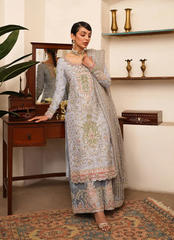 16 Powder Blue Embroidered Formal Ensemble with Straight Pants