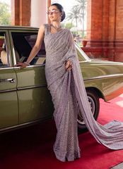 19 Silver Sequin Drape Saree