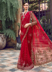19 Red Net Embroidered Bridal Saree