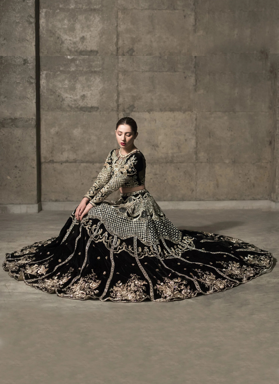 19 Black and Gold Heavily Embellished Bridal Lehenga
