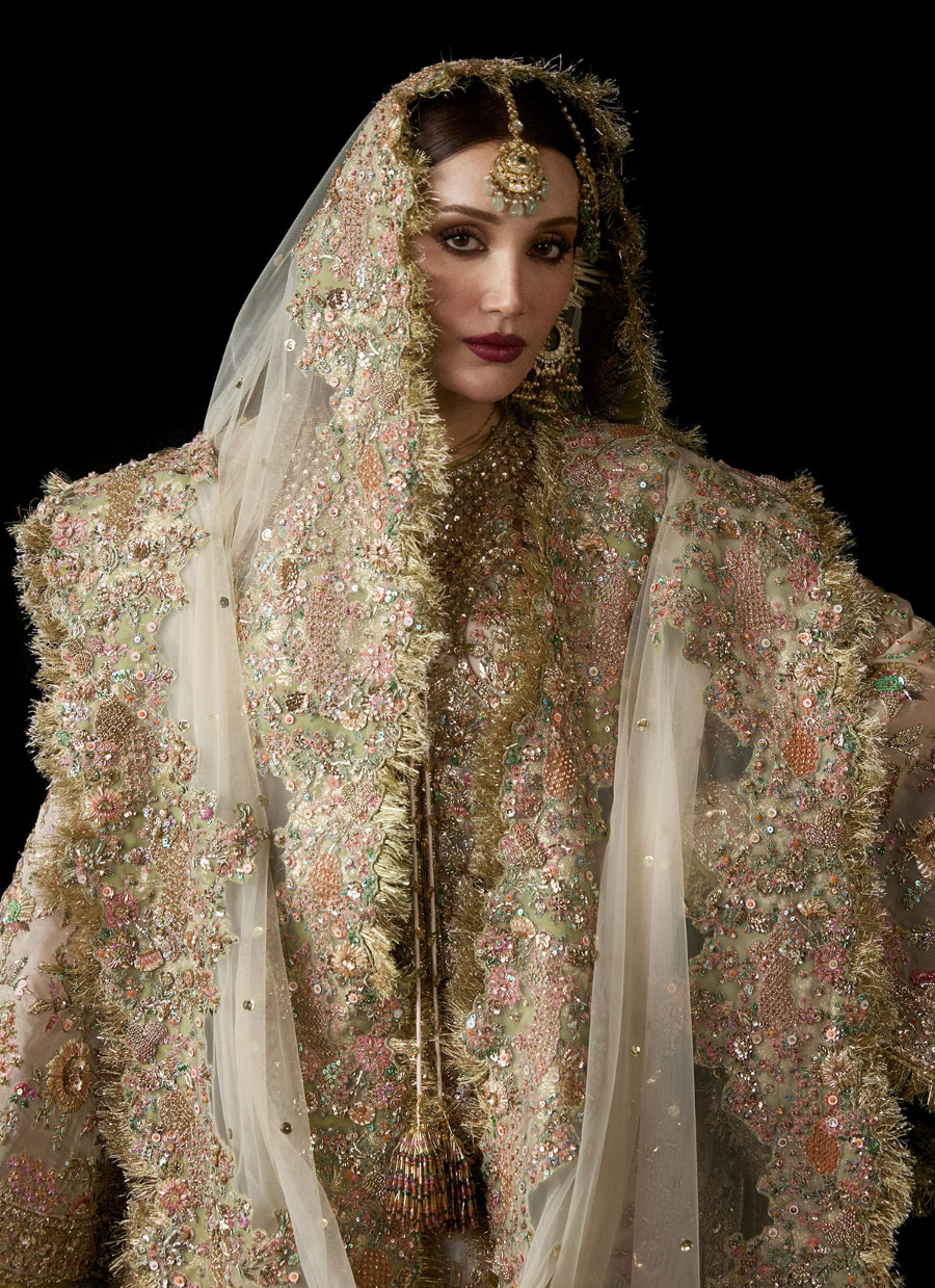 Elegant Ivory Organza Ensemble – Hand-Embellished Shirt & Sharara