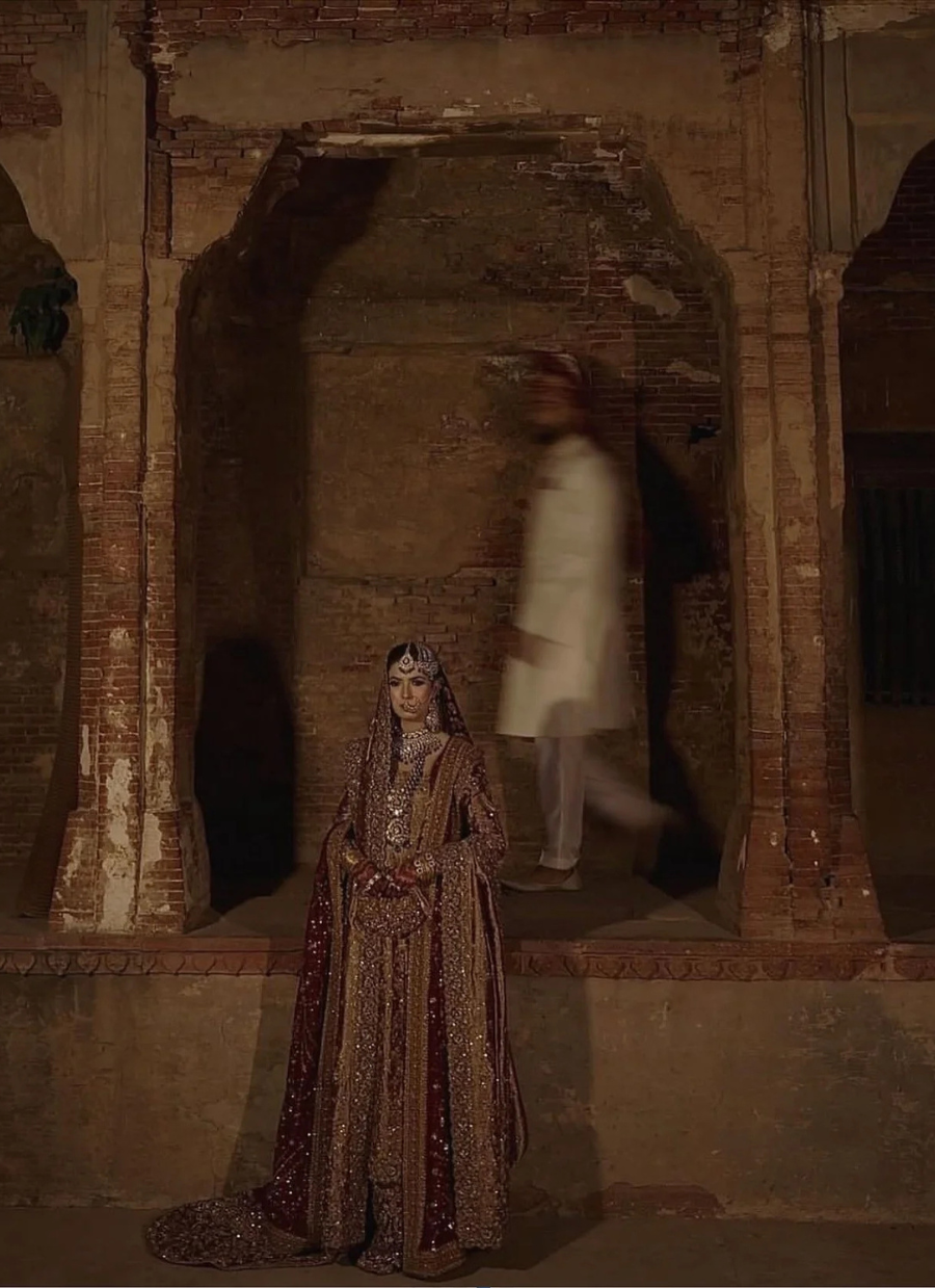 18 Deep Maroon & Gold Heavily Embellished Bridal Dress