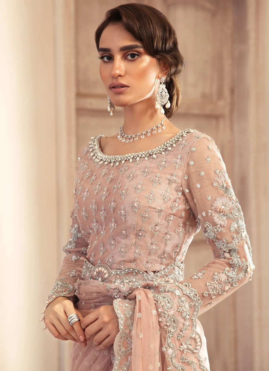 19 Powder Pink Embellished Bridal Saree