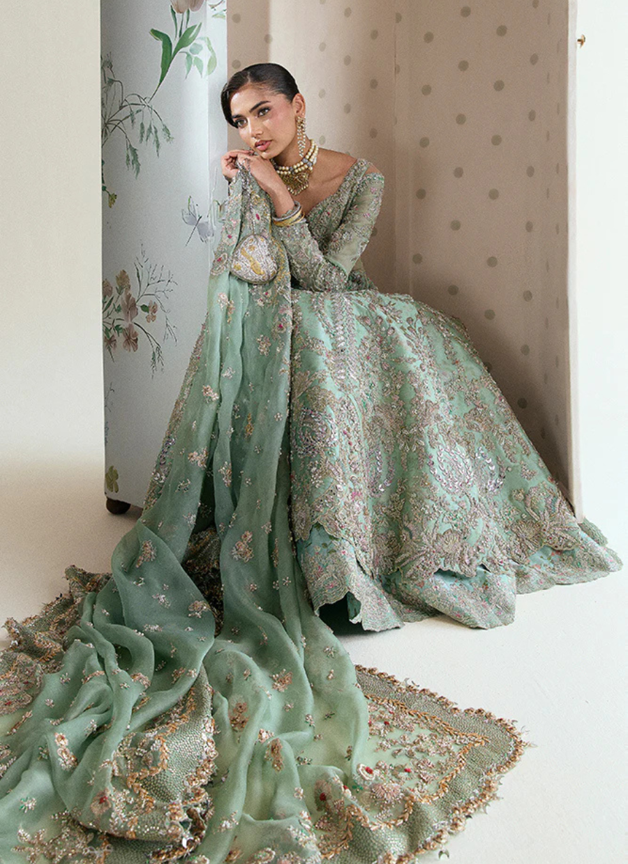 18 Seafoam Green Heavily Embellished Bridal Ensemble