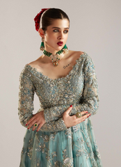 16 Sea Green Embellished Kalidaar with Silver Detailing