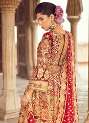 18 Jahanara Maroon & Gold Bridal Ensemble