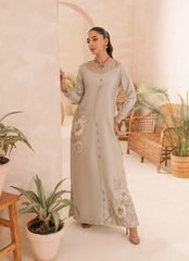 22 Pastel Grey Long Maxi with Subtle Floral Embroidery
