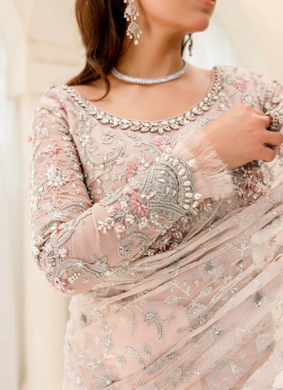 19 Blush Pink Embellished Bridal Saree