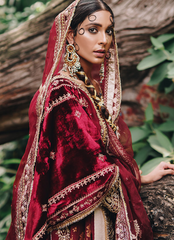 16 Deep Maroon Bridal Lehenga with Golden Hand Embroidery