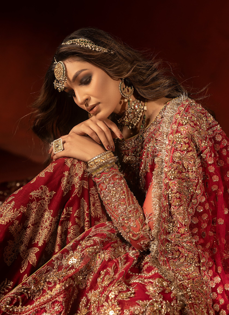 19 Raspberry Red Bridal Trail Lehenga Set