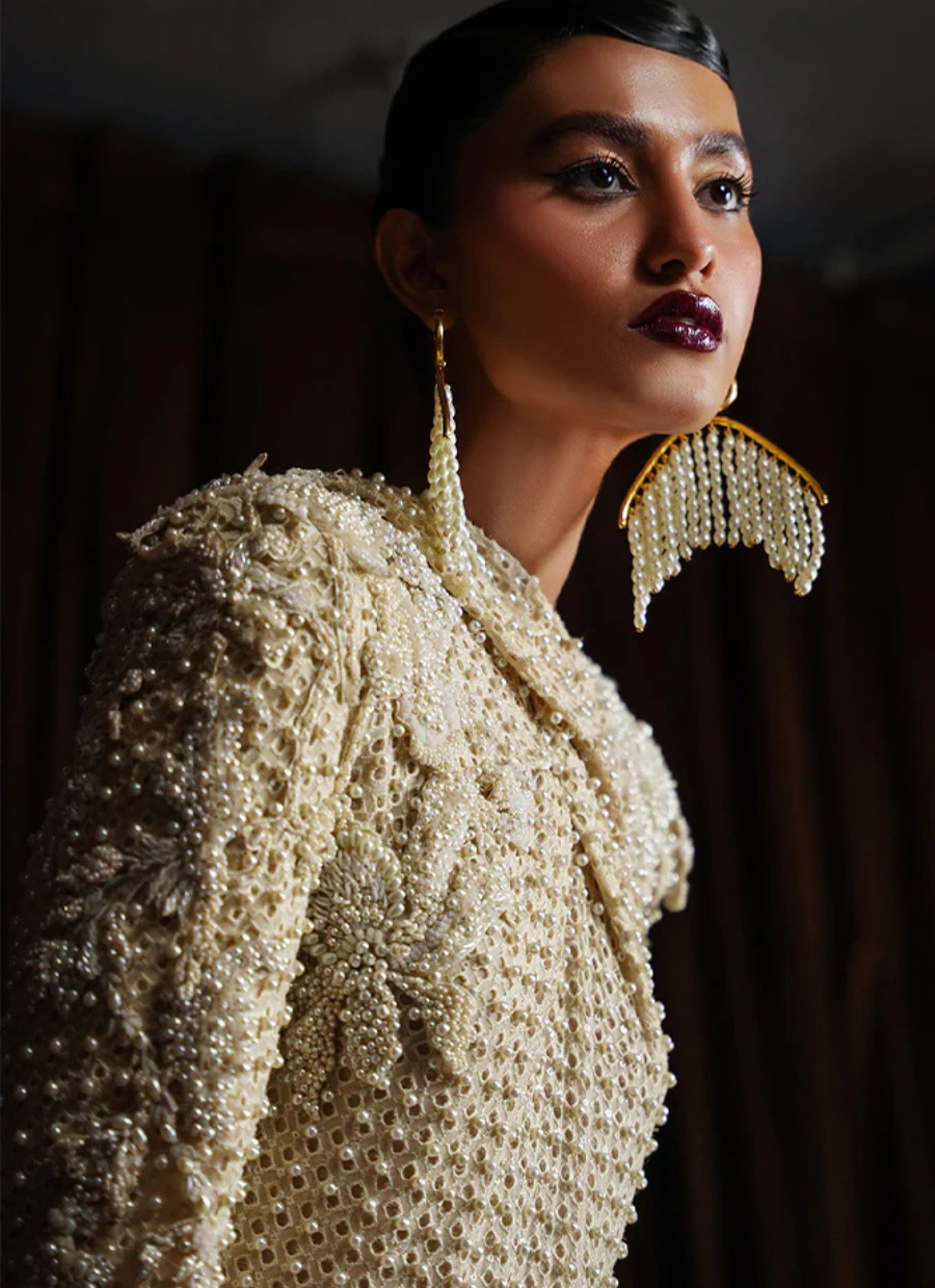 19 Ivory Beaded Fringe Gown