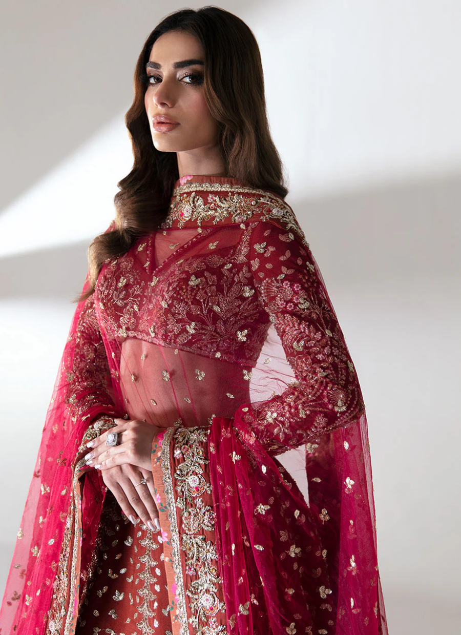 Deep Red Bridal Lehnga Choli with Intricate Embroidery & Regal Dupatta