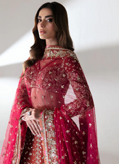 Deep Red Bridal Lehnga Choli with Intricate Embroidery & Regal Dupatta
