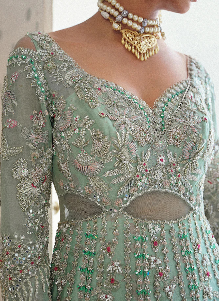 18 Seafoam Green Heavily Embellished Bridal Ensemble