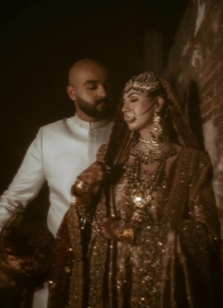 18 Deep Maroon & Gold Heavily Embellished Bridal Dress