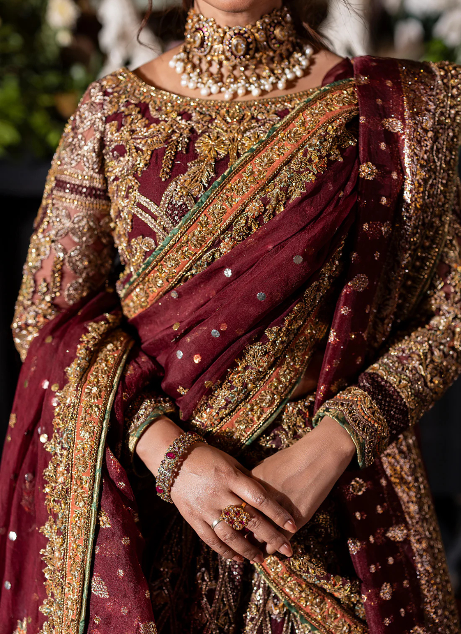 19 Majestic Maroon Choli Lehenga with Mukesh Dupatta