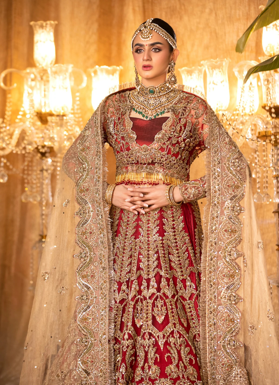 19 Regal Red and Gold Heavily Embellished Bridal Lehenga