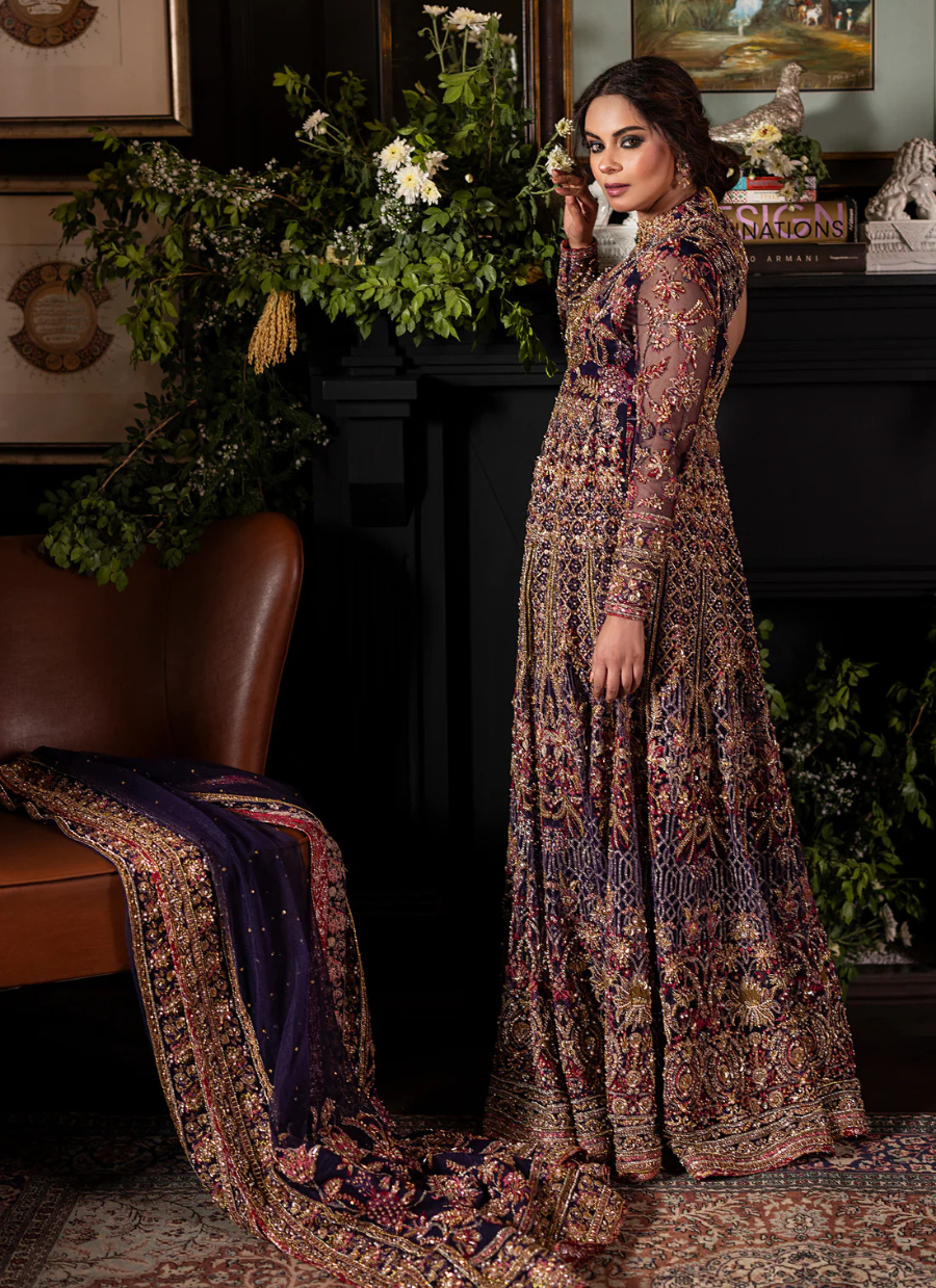 19 Royal Irish Purple Gown Lehenga with Dupatta