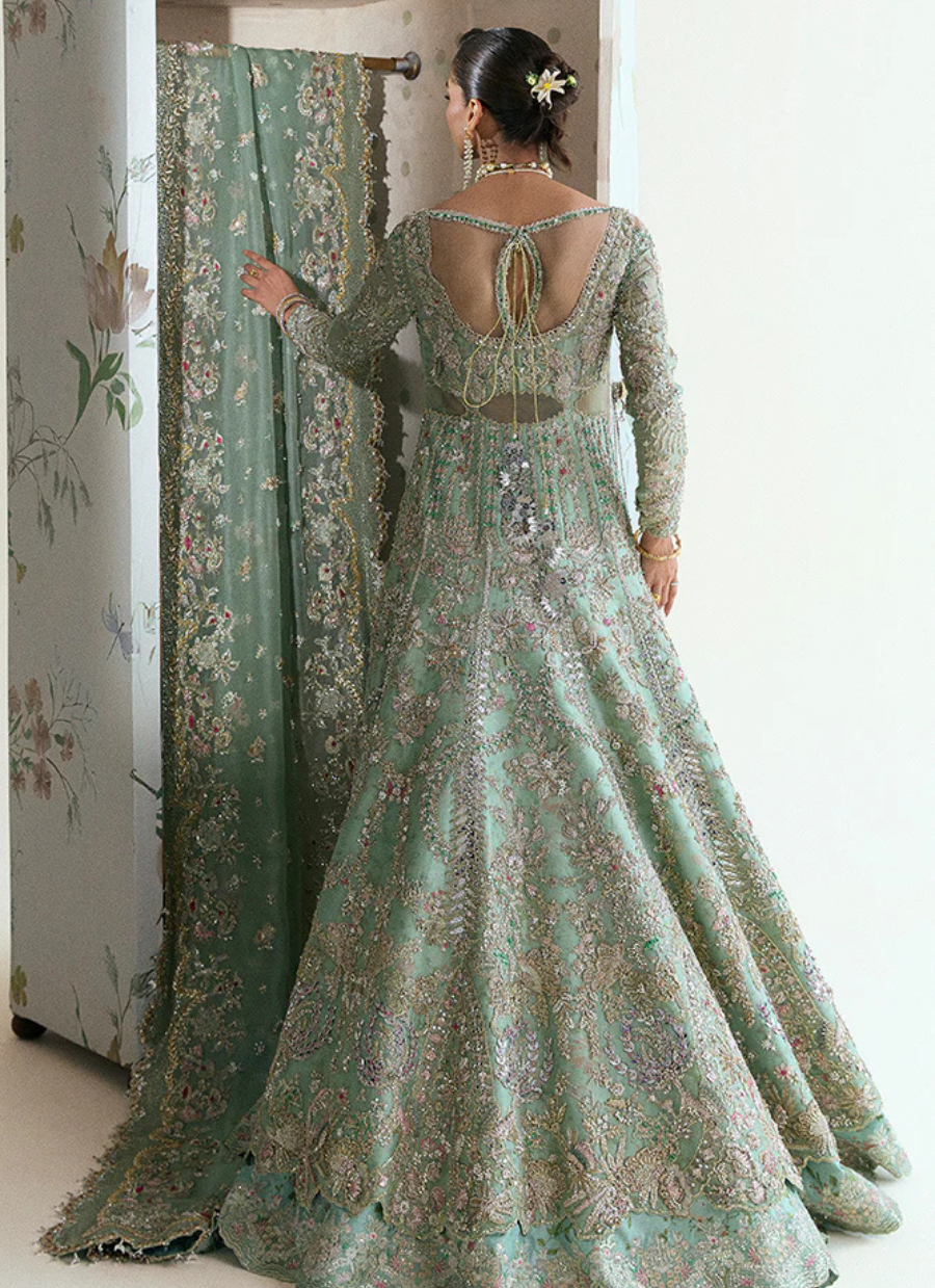 18 Seafoam Green Heavily Embellished Bridal Ensemble