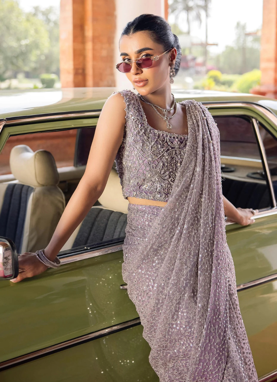 19 Silver Sequin Drape Saree