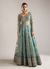 16 Sea Green Embellished Kalidaar with Silver Detailing
