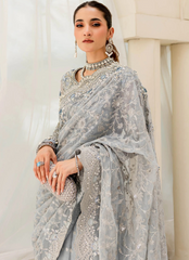 19 Powder Blue Embroidered Bridal Saree