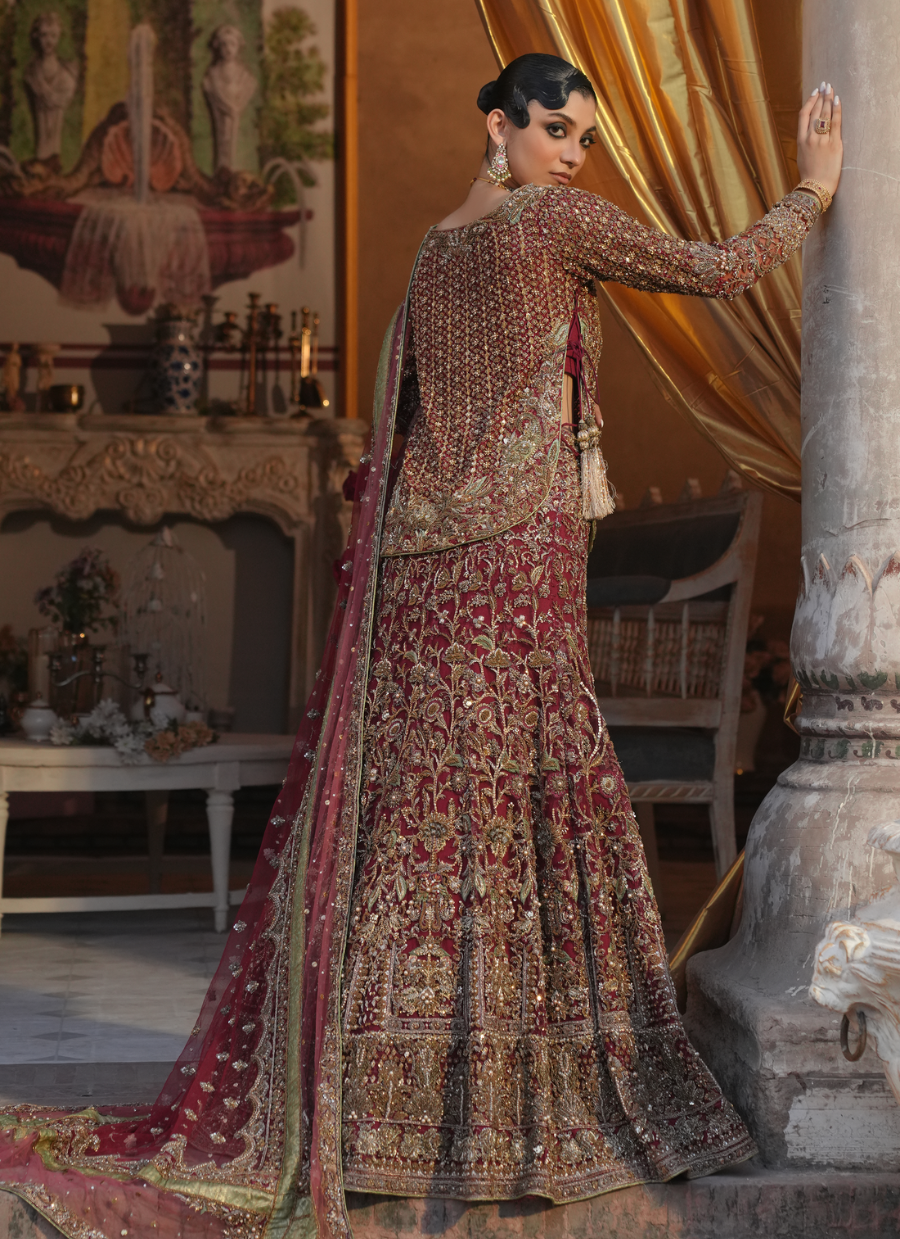 19 Traditional Maroon Bridal Lehenga with Heavy Hand Embroidery