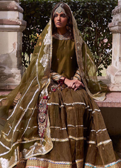 16 Olive Green Traditional Bridal Lehenga with Intricate Embroidery