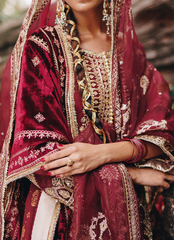 16 Deep Maroon Bridal Lehenga with Golden Hand Embroidery