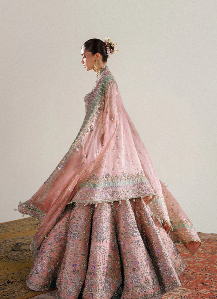 18 Peach Pink Embellished Bridal Lehenga