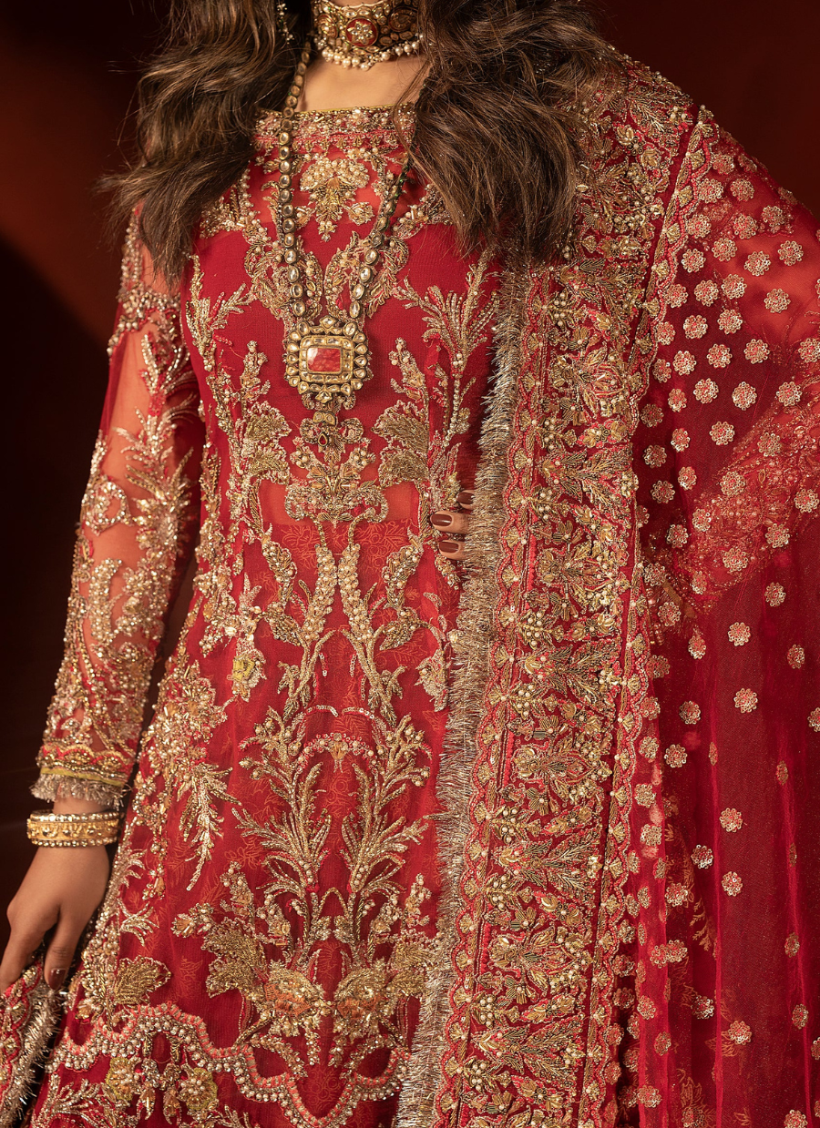 19 Raspberry Red Bridal Trail Lehenga Set