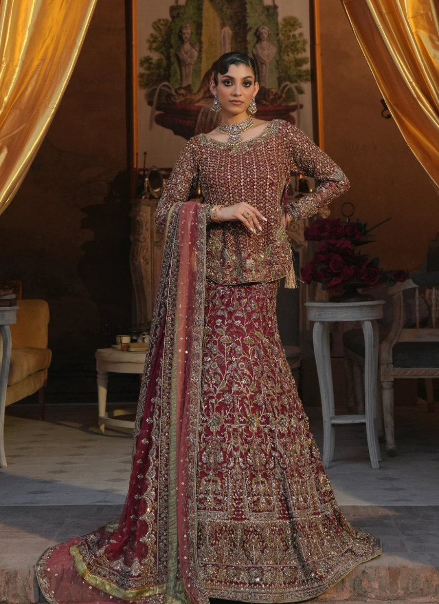 19 Traditional Maroon Bridal Lehenga with Heavy Hand Embroidery
