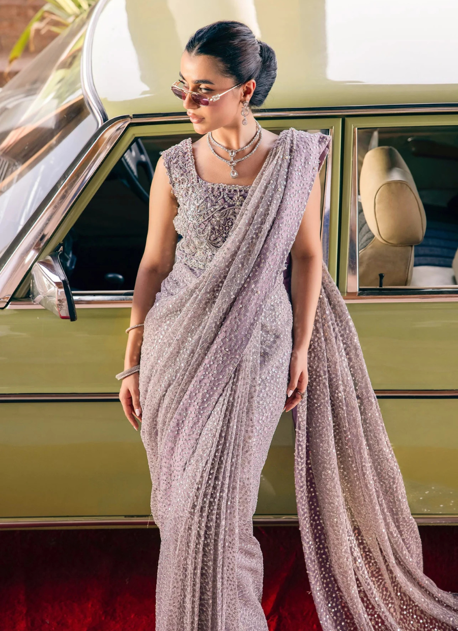 19 Silver Sequin Drape Saree