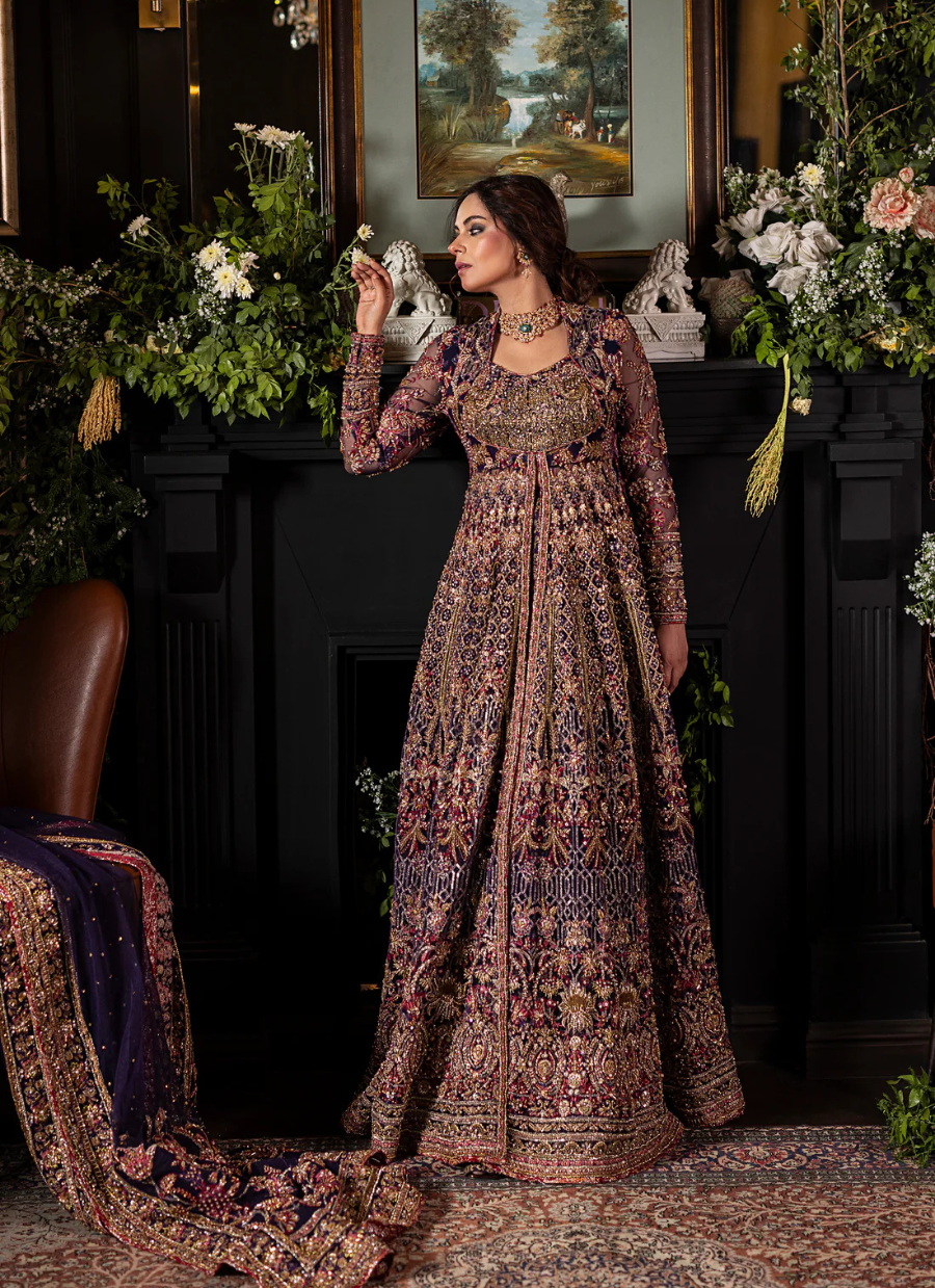 19 Royal Irish Purple Gown Lehenga with Dupatta