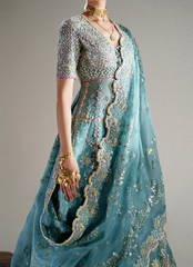 18 Aqua Blue Embroidered Bridal Lehenga