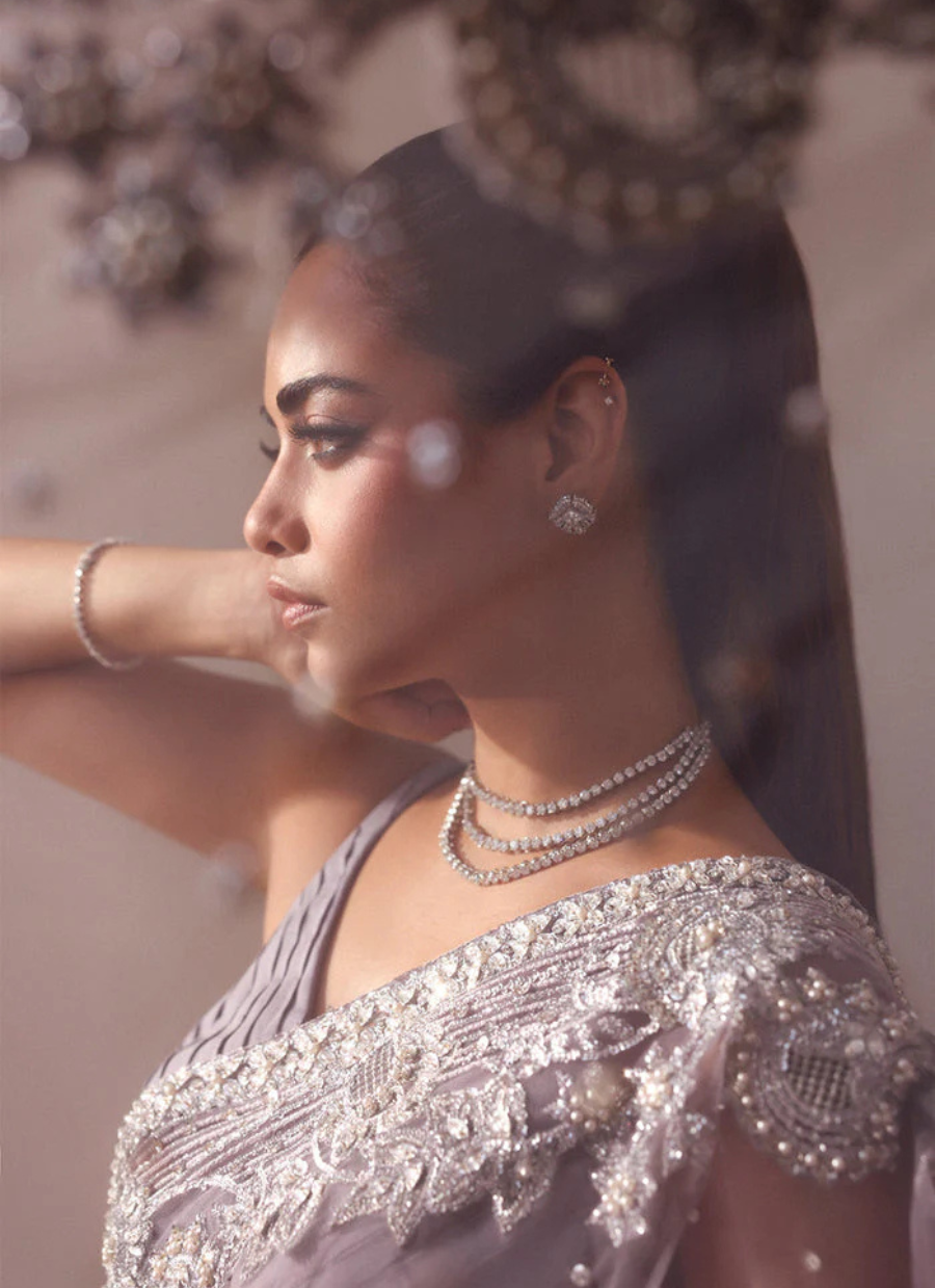 18 Lavender Silver Embroidered Bridal Saree