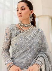 19 Powder Blue Embroidered Bridal Saree