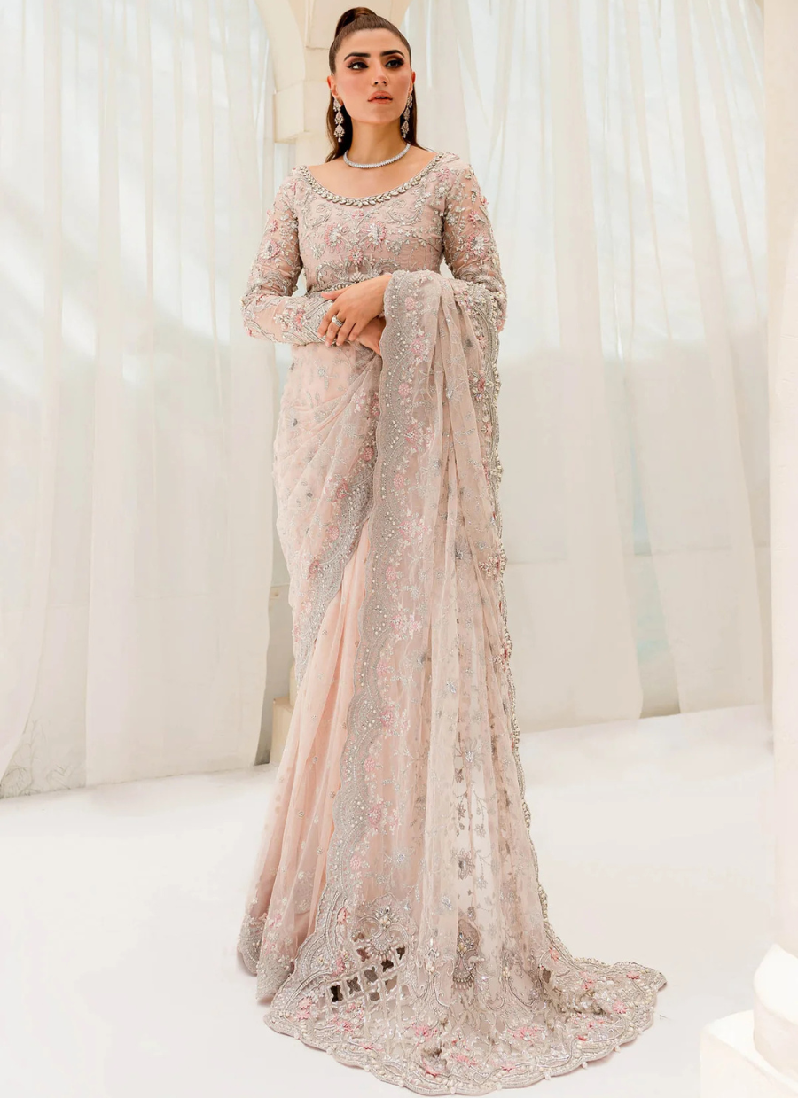 19 Blush Pink Embellished Bridal Saree