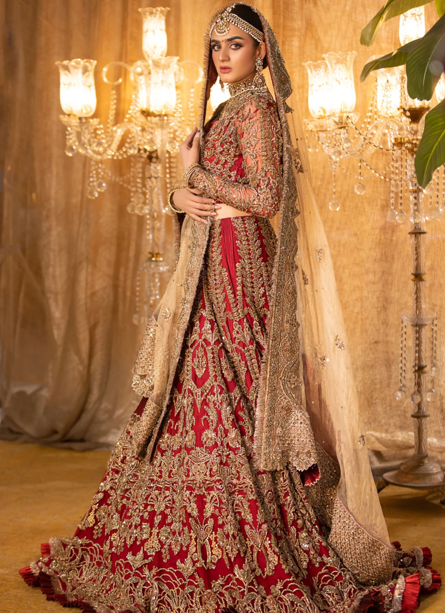 19 Regal Red and Gold Heavily Embellished Bridal Lehenga