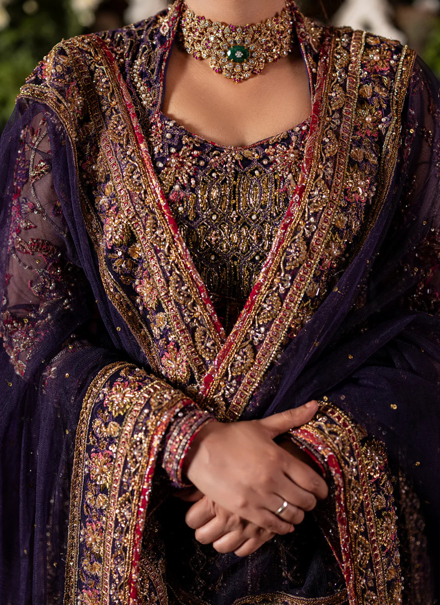 19 Royal Irish Purple Gown Lehenga with Dupatta