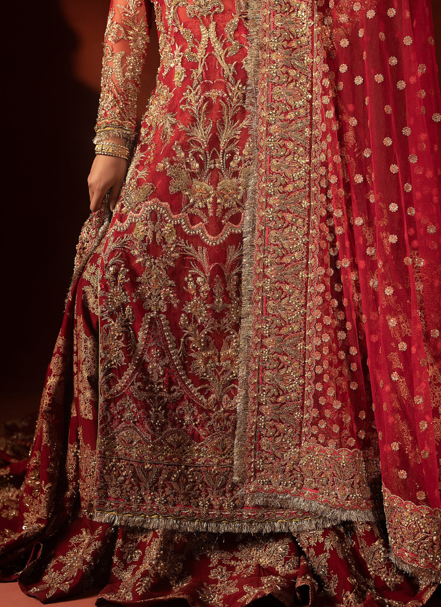 19 Raspberry Red Bridal Trail Lehenga Set