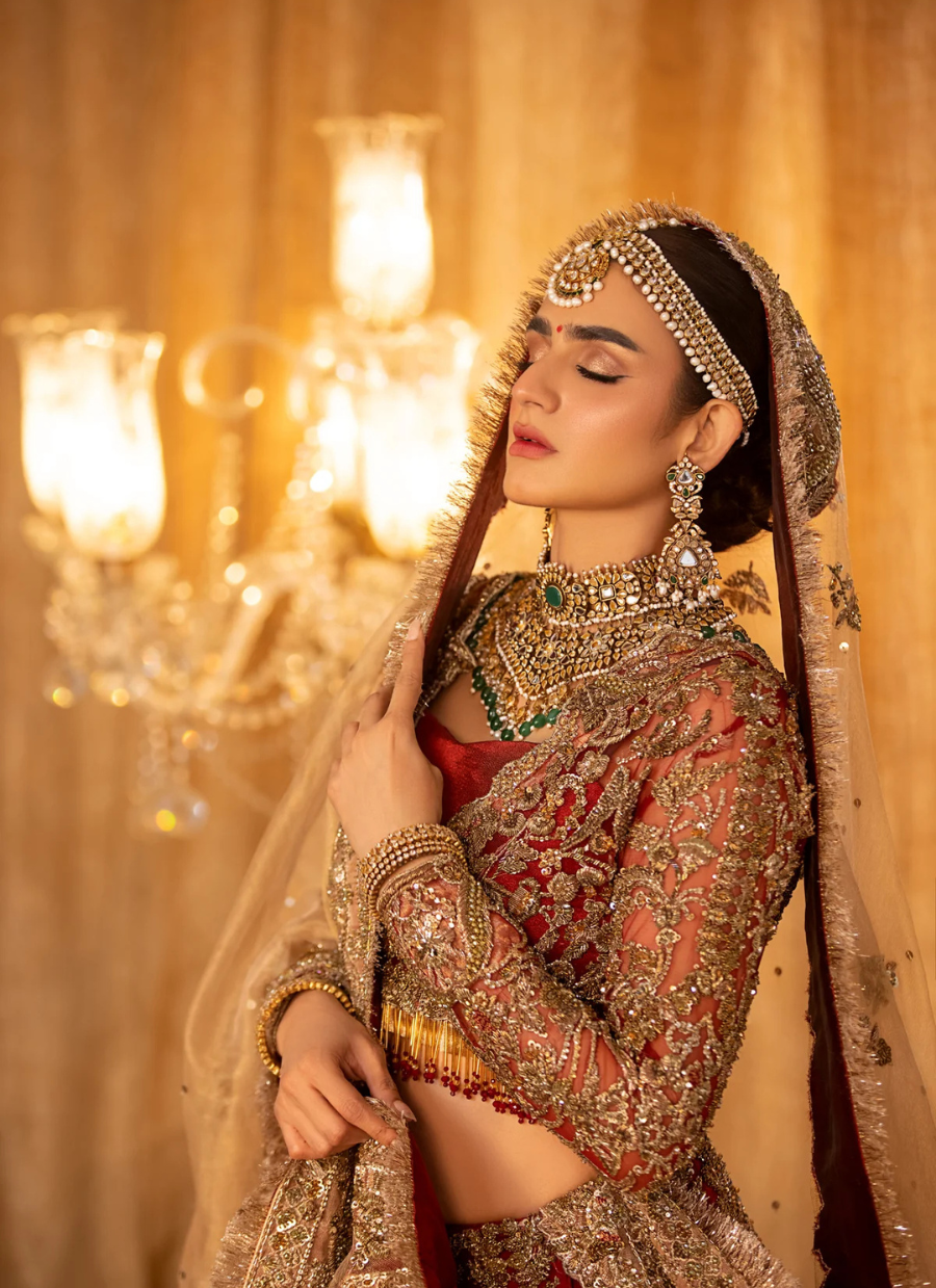 19 Regal Red and Gold Heavily Embellished Bridal Lehenga