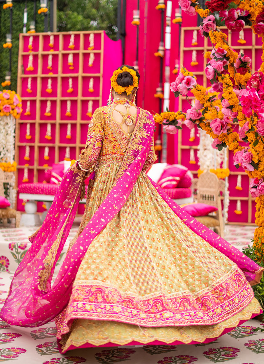 16 Yellow, Kiwi & Magenta Kalidaar with Heavy Embellishments