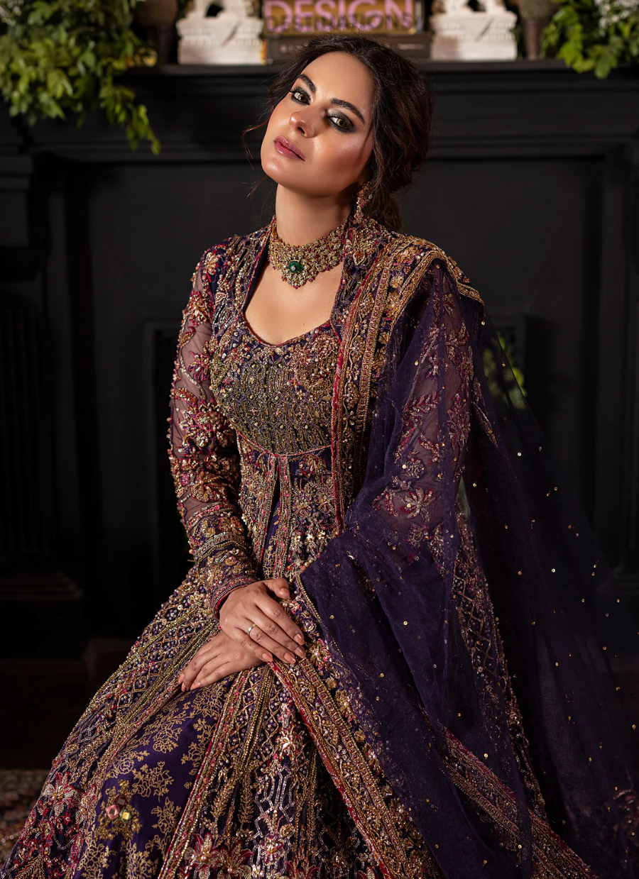 19 Royal Irish Purple Gown Lehenga with Dupatta