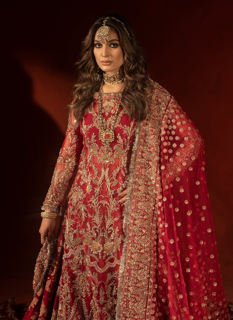 19 Raspberry Red Bridal Trail Lehenga Set