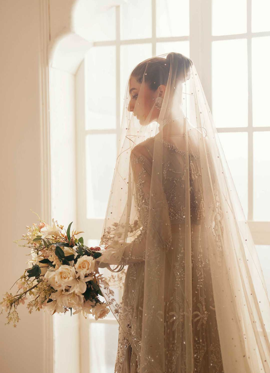 16 Champagne Gold Embroidered Long Kalidaar with Dupatta