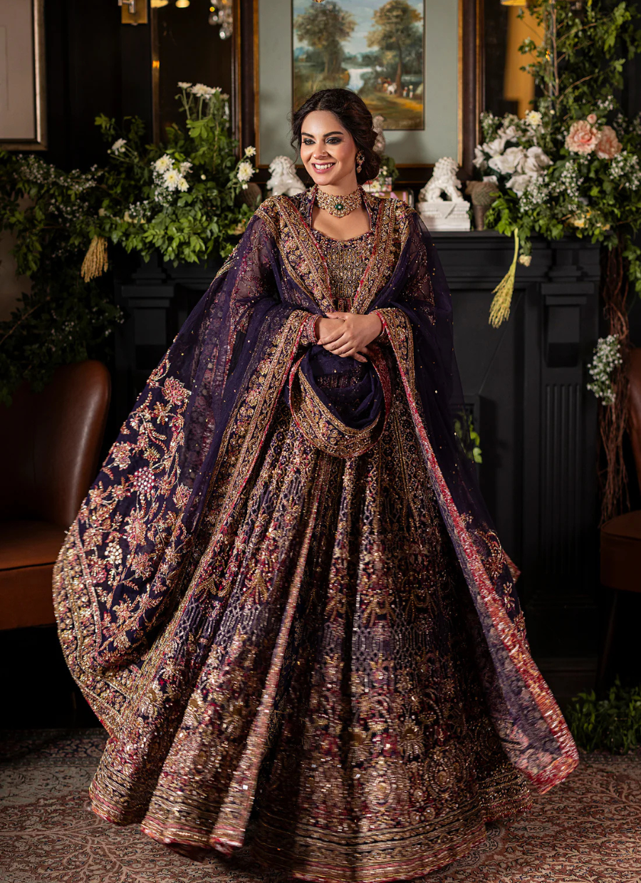19 Royal Irish Purple Gown Lehenga with Dupatta