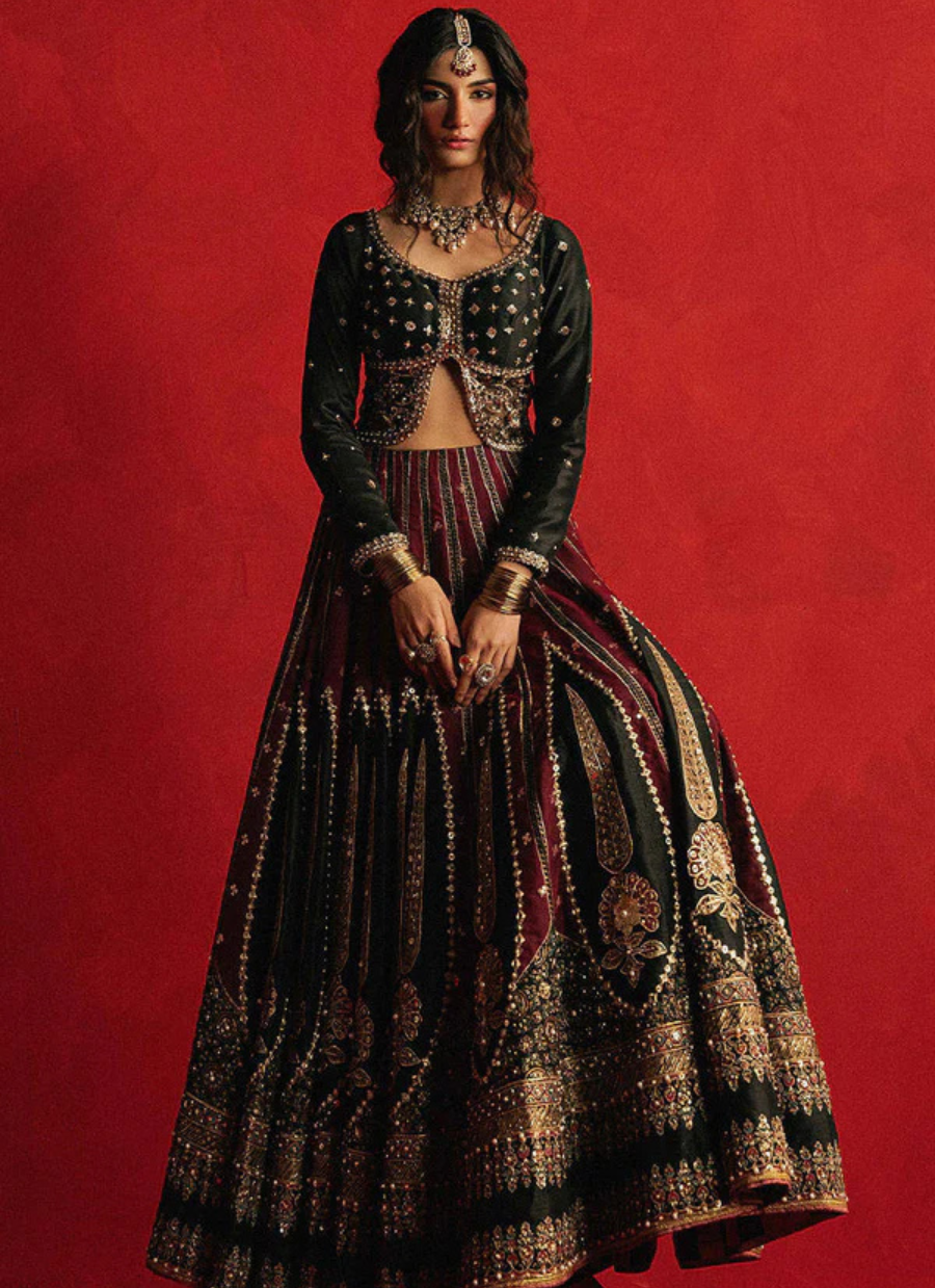 Dil Ras Bridal Masterpiece – Starry Choli, Cypress Lehenga & Organza Dupatta